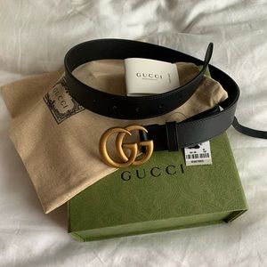 Gucci 1” Leather belt with Double G Buckle